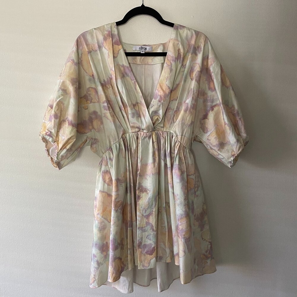 Aiifos Bianca Printed Mini Dress Pastel Tie Dye Preppy XS
